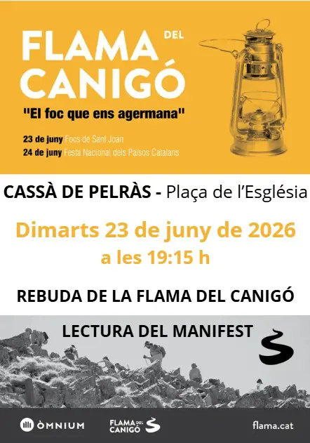 Rebuda de la Flama del Canigó a Cassà de Pelràs