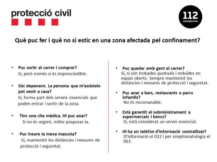 Què puc fer i què no si estic en una zona afectada pel confinament?