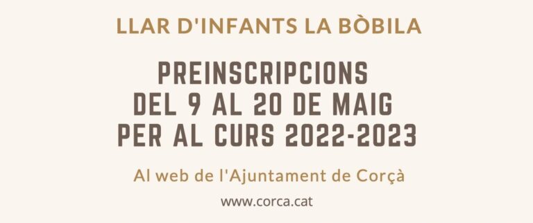 PREINSCRIPCIÓ LLAR D’INFANTS LA BÒBILA