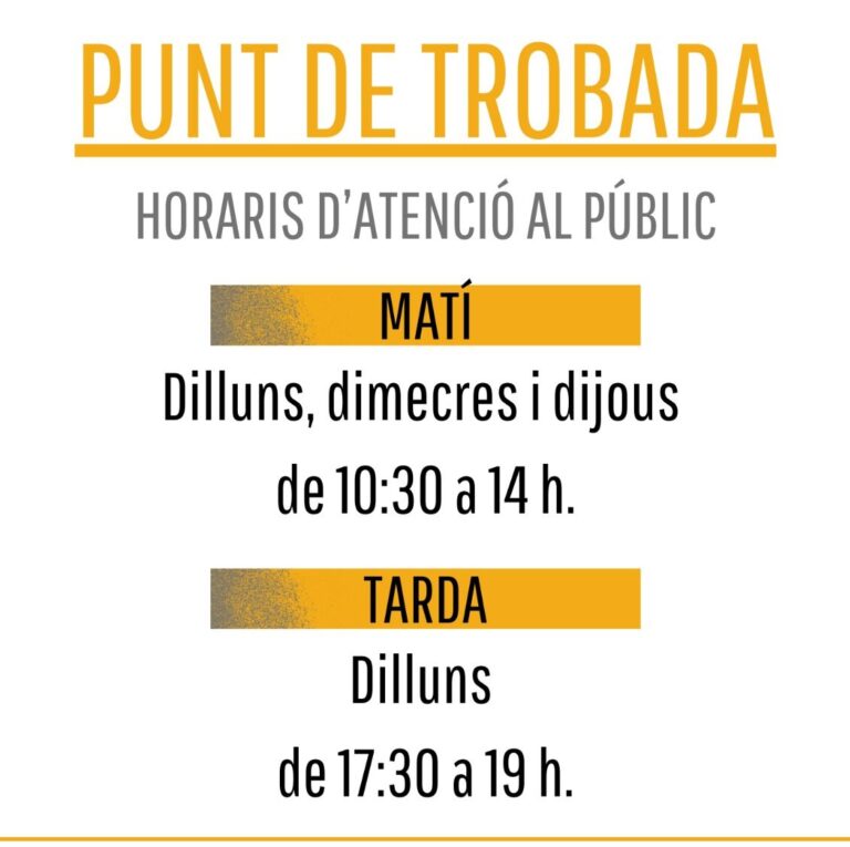 NOU HORARI PUNT DE TROBADA