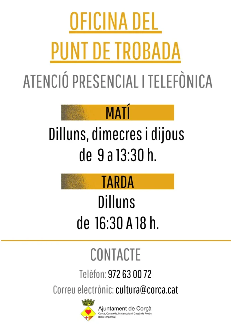 HORARI PUNT DE TROBADA | ÀREA DE CULTURA