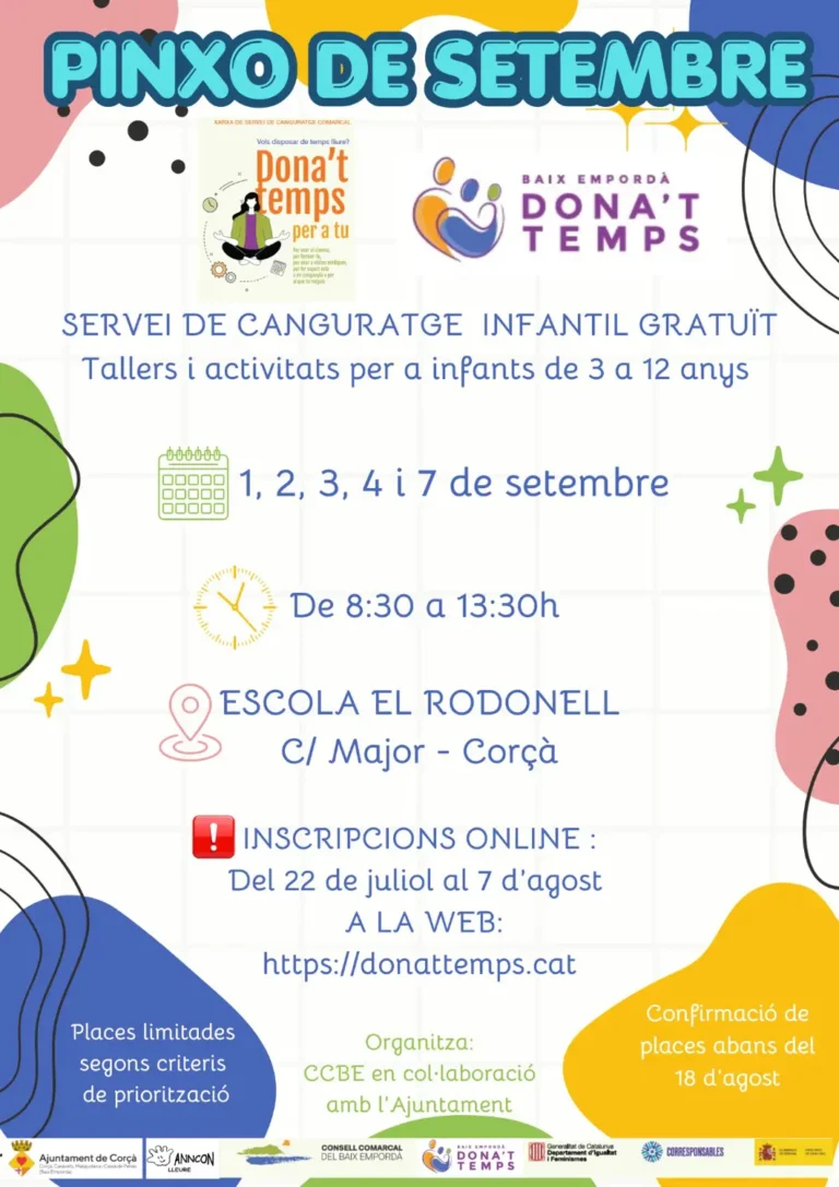 PINXO DE SETEMBRE | SERVEI DE CANGURATGE INFANTIL GRATUÏT