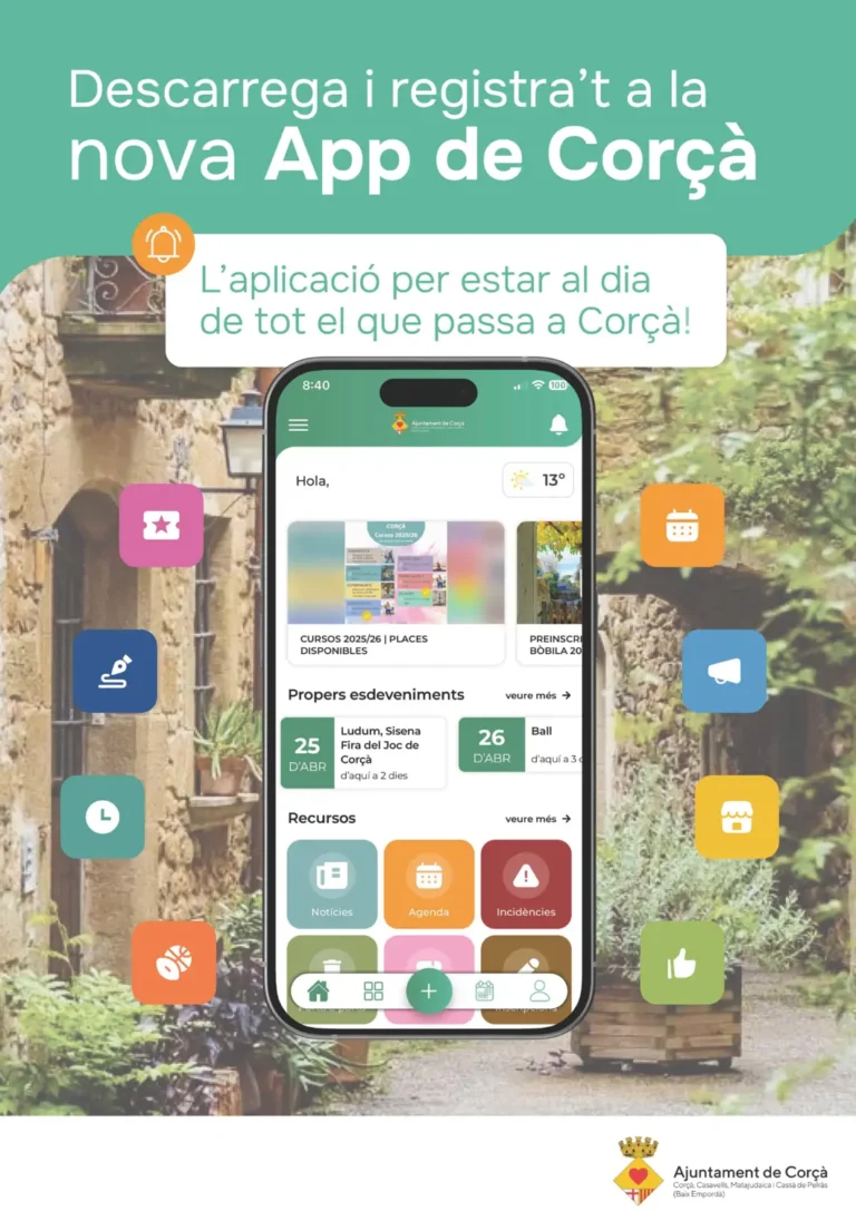 DESCARREGA I REGISTRA’T A LA NOVA APP DE CORÇÀ